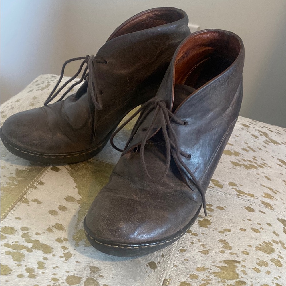 Born Brown Ankle Boots with Suede Upper and Rubber Sole